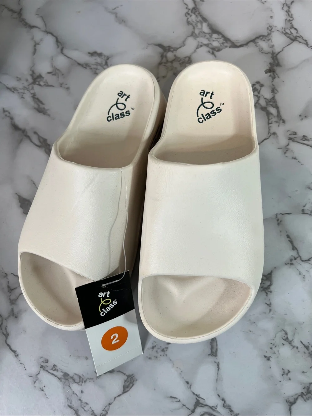 Art Class Girl's White Eddie Platform Slide Sandal Size 2
